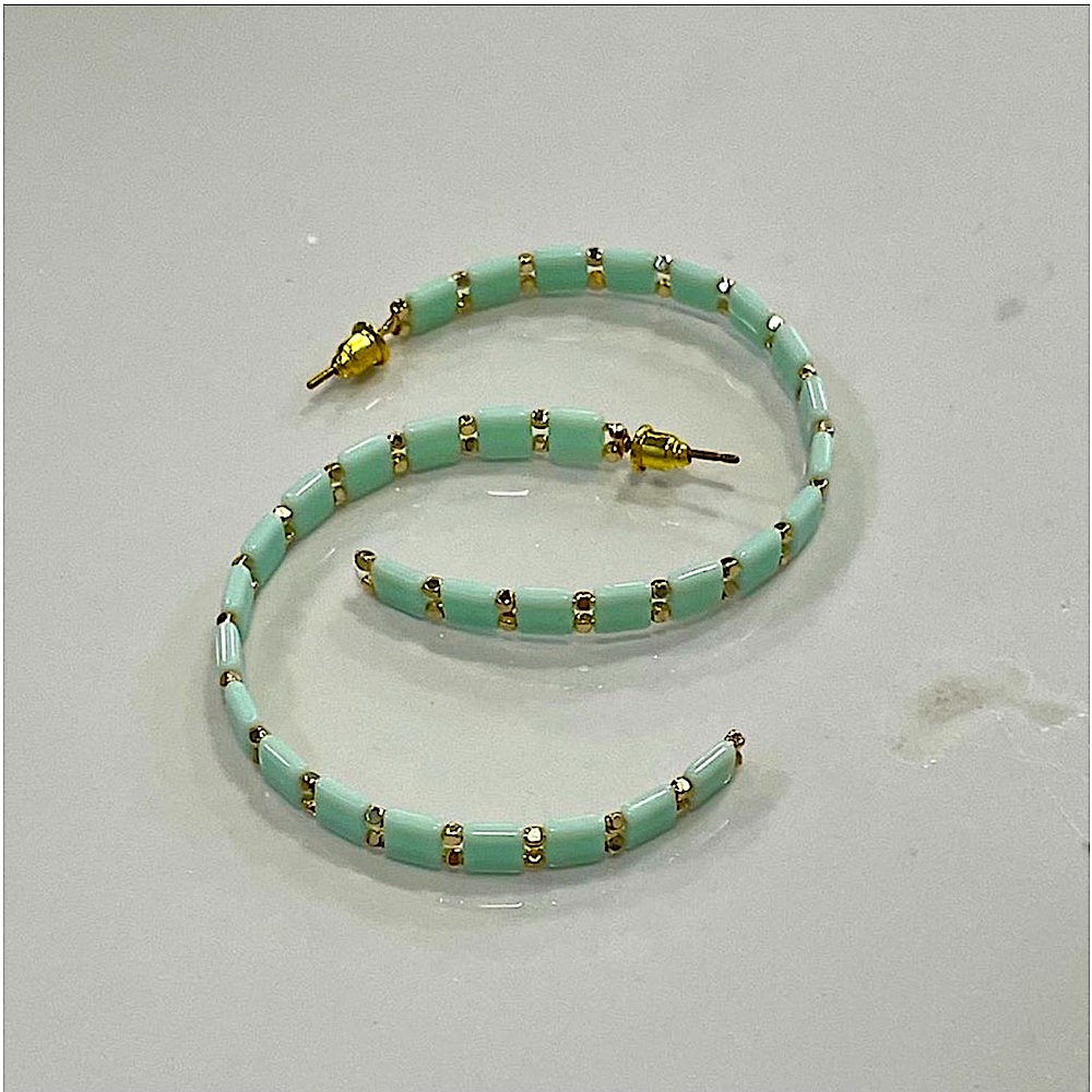 🆕🌿💚MINT Matte Metal Lightweight Book Chain Hoops - Picture 1 of 3